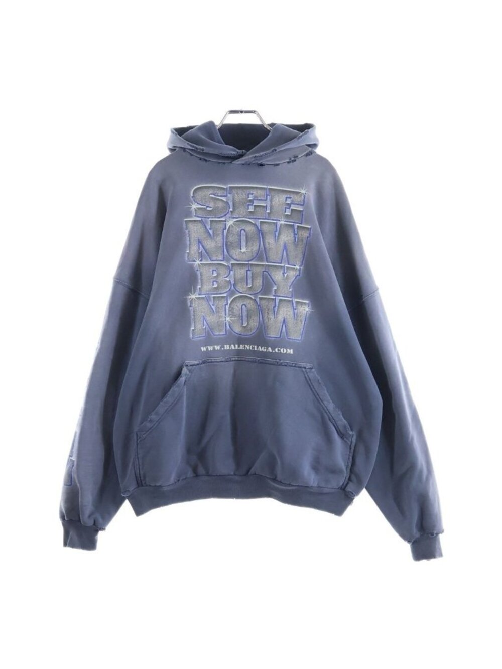 Balenciaga 24 SS Large Fit Hoodie Washed Blue